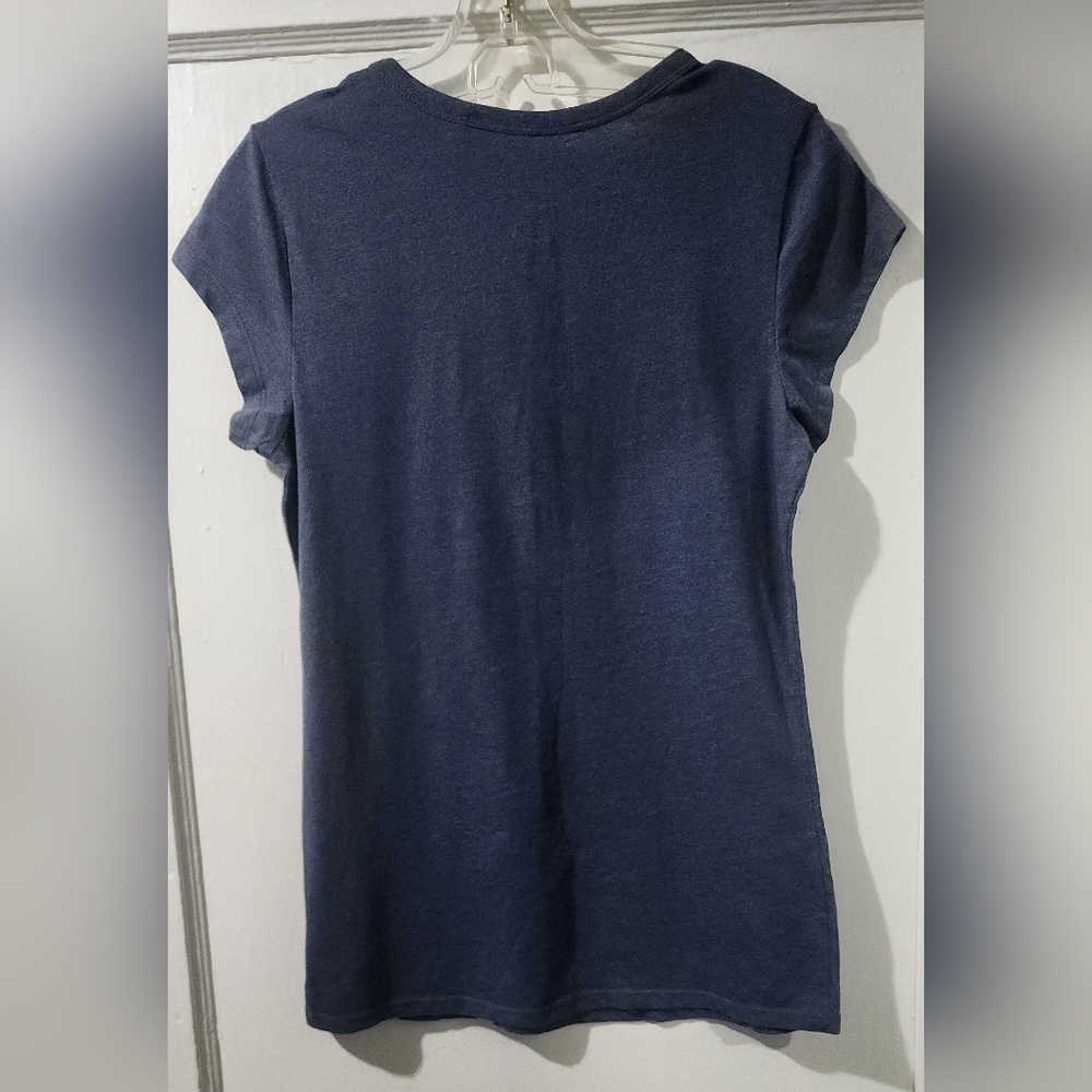 Y2K Guess Navy Blue Sequin Logo T-Shirt - Picture 3 of 4